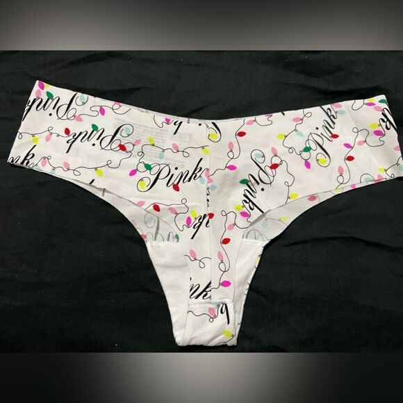 NWT- VICTORIA’S SECRET PINK 
NO-SHOW THONG PANTY- CHRISTMAS LIGHTS-SIZE XS - Picture 7 of 7